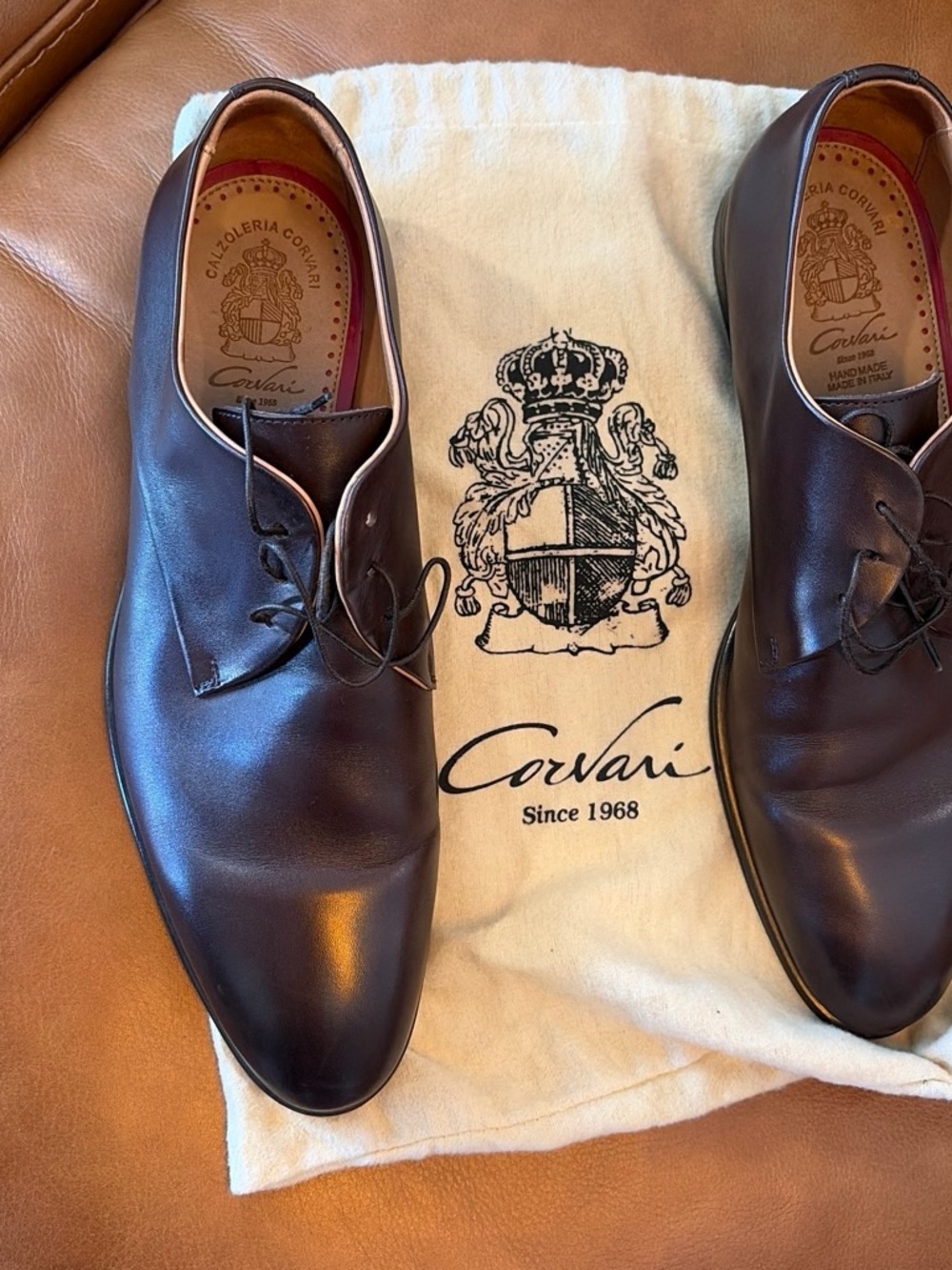 Men's Classic Leather Derby Shoes - Brown